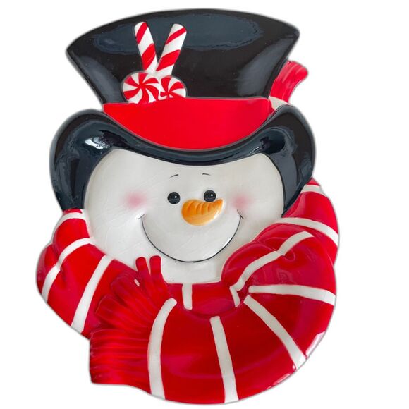 Fitz and Floyd Winter Snowman Canape Plate "Sugar Coated Christmas" 10" EUC - Picture 2 of 6